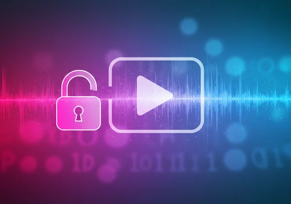 Persona desbloqueando ondas de sonido de un icono de archivo de video