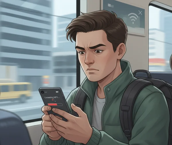 User struggling with mobile MP3 conversion on slow network