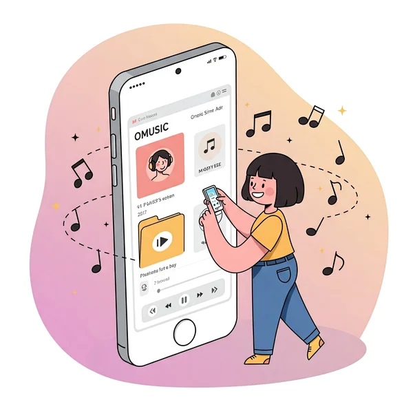 Organización de archivos de música MP3 descargados en un dispositivo móvil