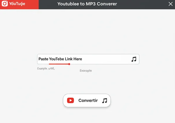 Interfaz de usuario de un convertidor de YouTube a MP3.