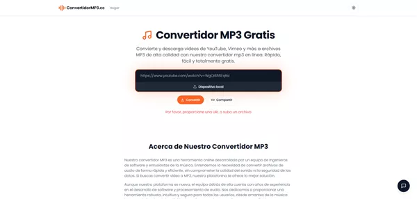 Interfaz del convertidor MP3 online